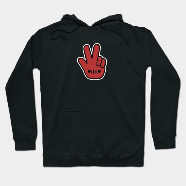 4x4 Hand with Grille Red Hoodie by Trent Tides